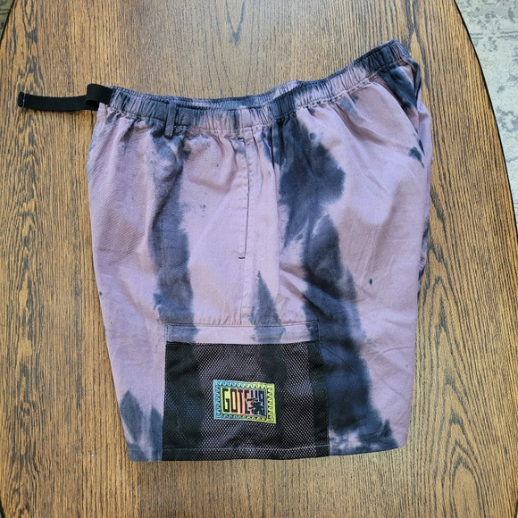 Gotcha Purple Tie Dye Cargo Canvas Shorts with Mesh Side Pockets Size Large - Picture 4 of 10